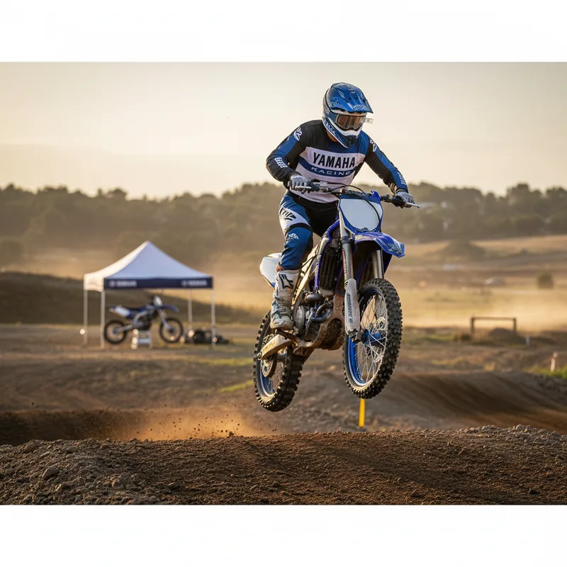 Équipement moto cross Yamaha : tenue complète, casque et bottes